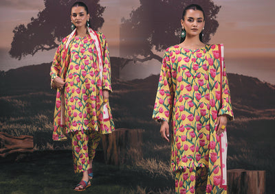 3 Piece Stitched Lawn Suit - Ready To Wear