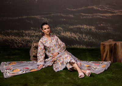 3 Piece Stitched Lawn Suit - Ready To Wear