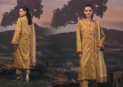 3 Piece Stitched Lawn Suit - Ready To Wear