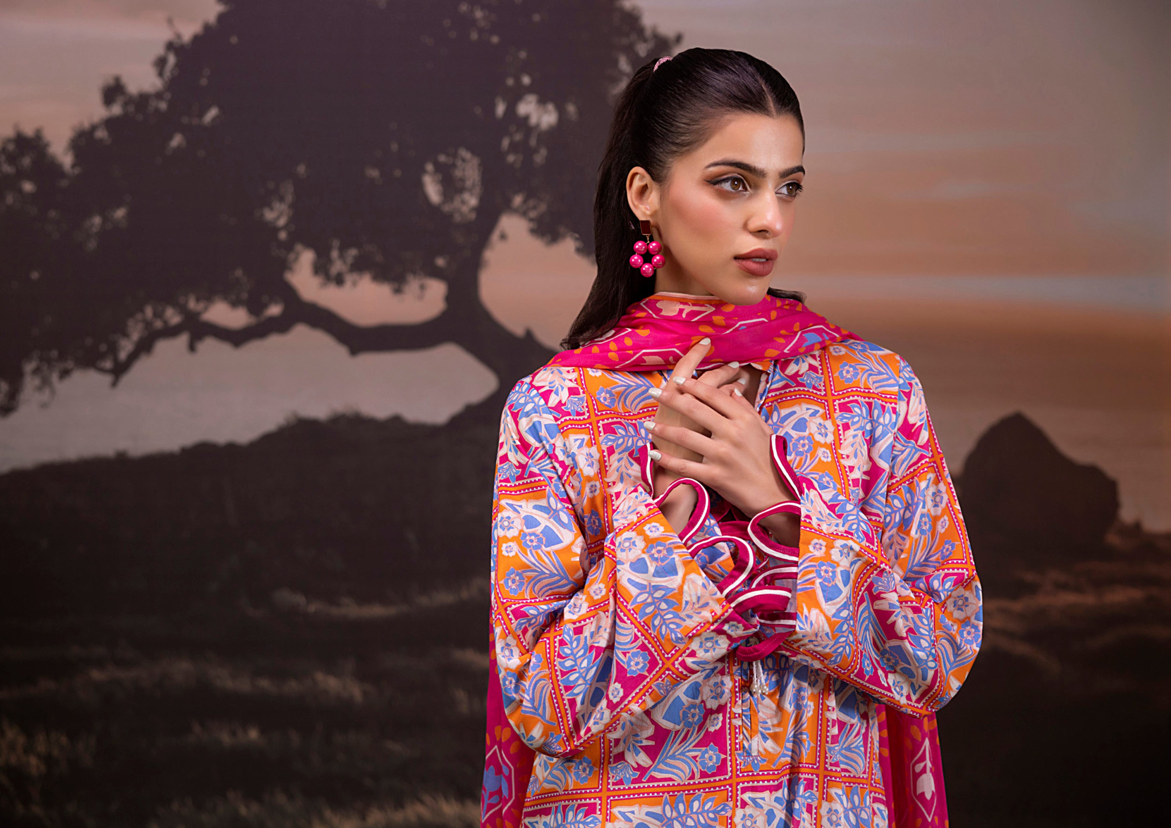 3 Piece Stitched Lawn Suit - Ready To Wear