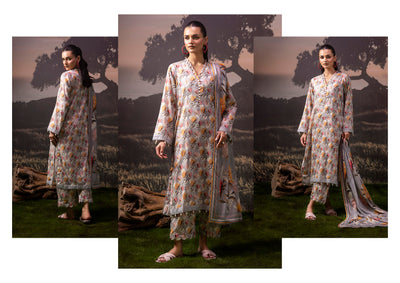 3 Piece Stitched Lawn Suit - Ready To Wear