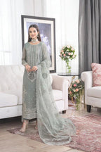3 Piece Stitched Embroidered Chiffon Dress - Ready To Wear
