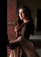 3 Piece Stitched Velvet Embroidery Suit - Ready To Wear