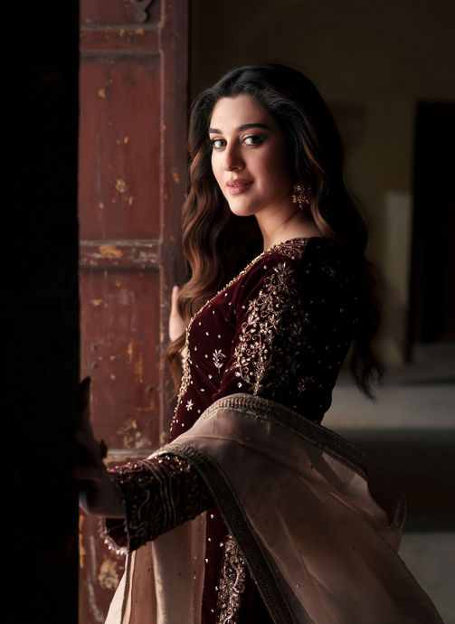 3 Piece Stitched Velvet Embroidery Suit - Ready To Wear