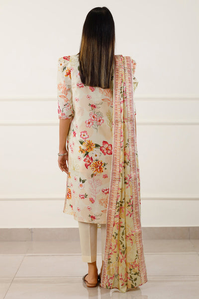 3 Piece Stitched Lawn Suit - Ready To Wear