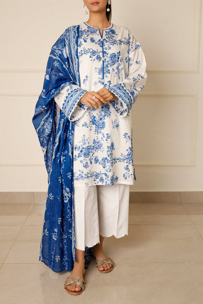 3 Piece Stitched Lawn Suit - Ready To Wear