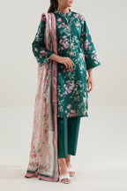 3 Piece Stitched Lawn Suit - Ready To Wear