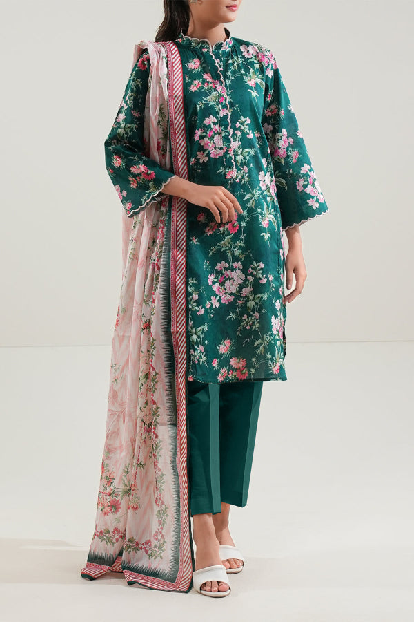 3 Piece Stitched Lawn Suit - Ready To Wear