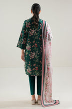 3 Piece Stitched Lawn Suit - Ready To Wear
