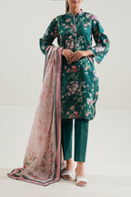 3 Piece Stitched Lawn Suit - Ready To Wear