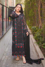 3 Piece Stitched Chiffon Embroidered Suit - Ready To Wear