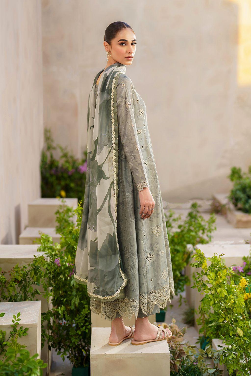 3 Piece Stitched Lawn Suit - Ready To Wear