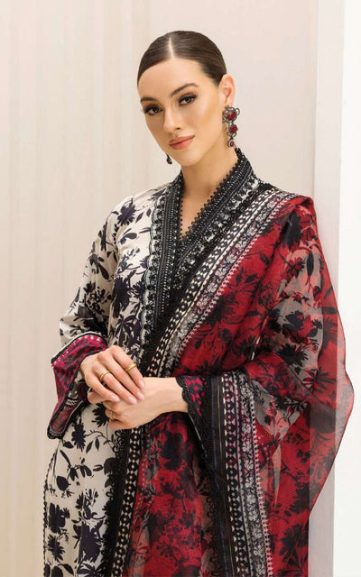 3 Piece Stitched Lawn Suit - Ready To Wear