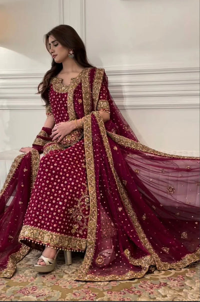 03-Piece Chiffon Suit With Adda Embroidery - Ready To Wear