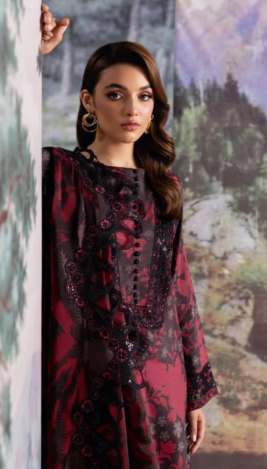 3 Piece Stitched Embroidery Lawn Suit - Ready To Wear