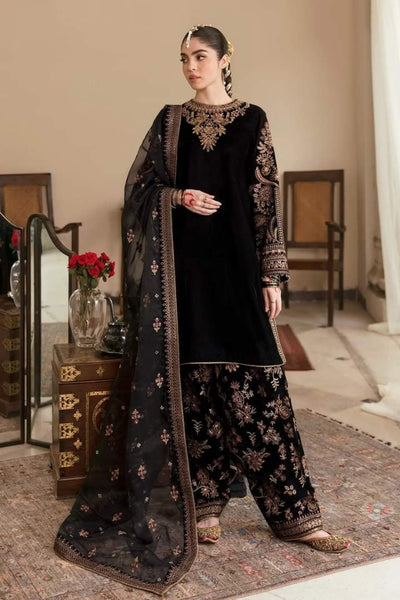 3 Piece Stitched Velvet Embroidery Suit - Ready To Wear
