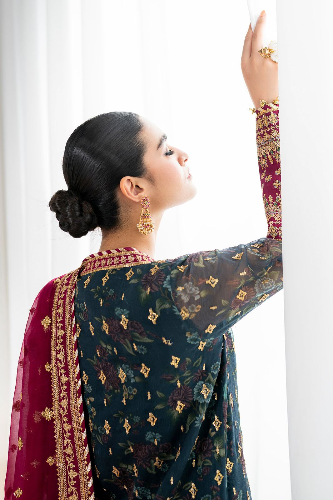 3 Piece Stitched Chiffon Embroidery Suit - Ready To Wear