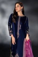 3 Piece Stitched Velvet Embroidery Suit - Ready To Wear