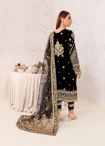 3 Piece Stitched Velvet Embroidered Suit - Ready To Wear