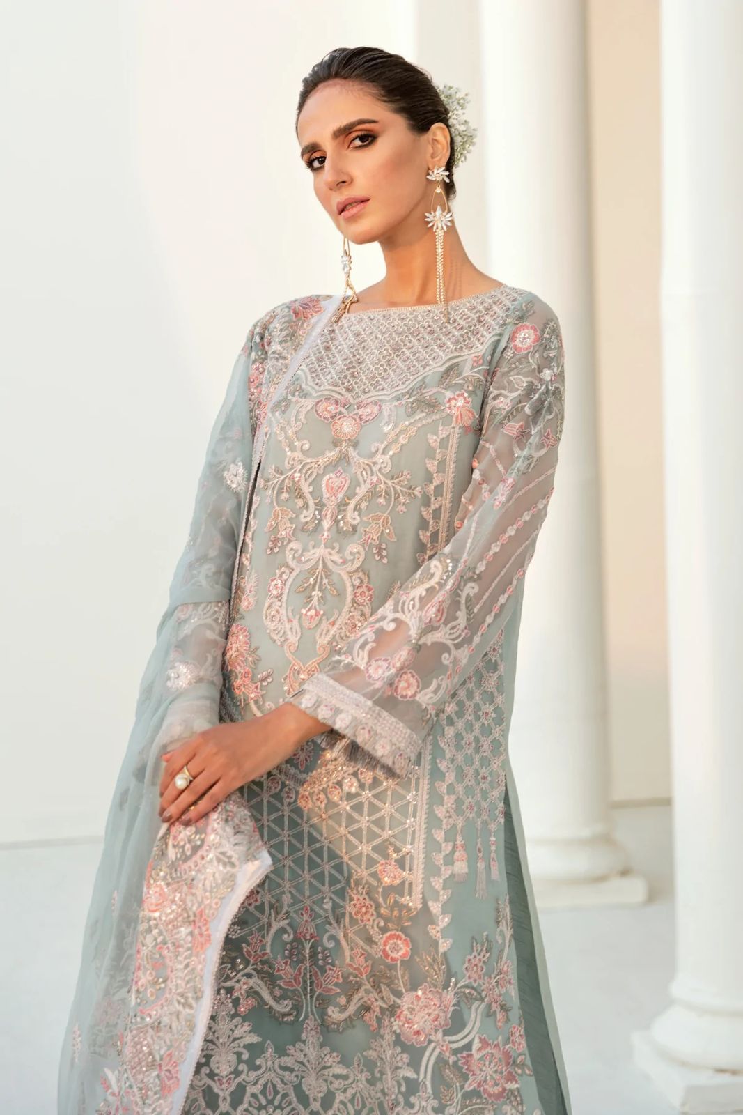 3 Piece Stitched Chiffon Suit for Bridal Wear - Ready To Wear