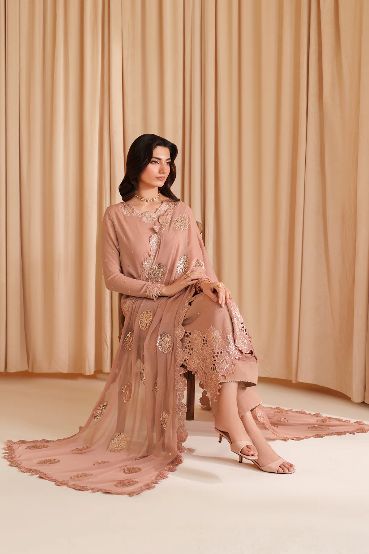 3 Piece Stitched Chiffon Suit - Ready To Wear