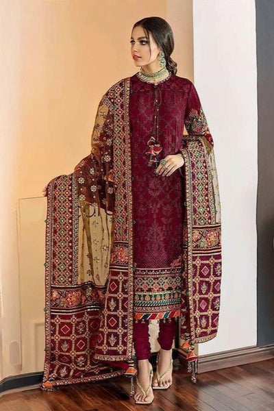 3 Piece Stitched Embroidered Suit - Ready To Wear