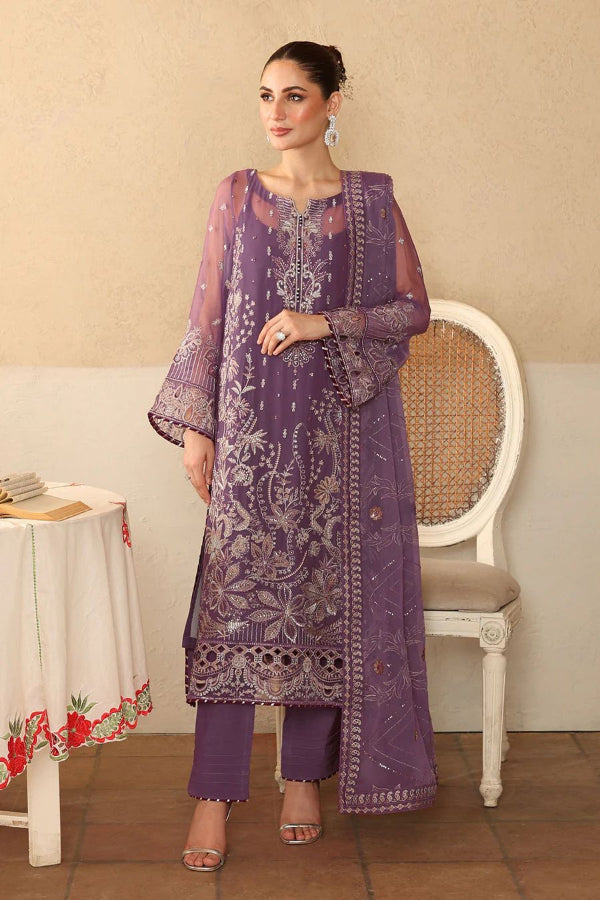 3 Piece Stitched Embroidered Chiffon Dress - Ready To Wear