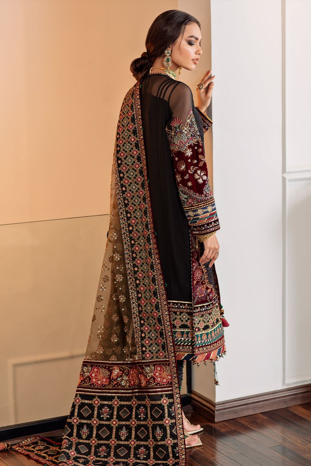 3 Piece Stitched Embroidered Chiffon Suit - Ready To Wear