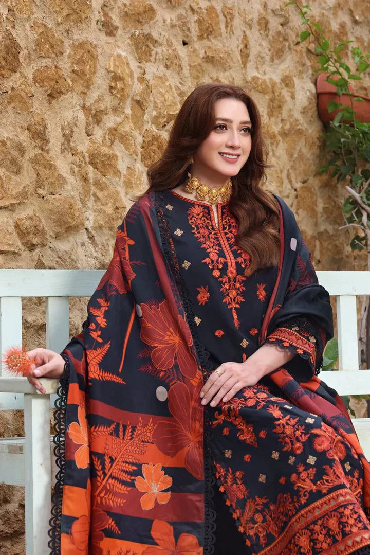 03-Piece Khaddar Suit With Thread Embroidery - Ready To Wear