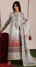 3 Piece Stitched Lawn Suit - Ready To Wear