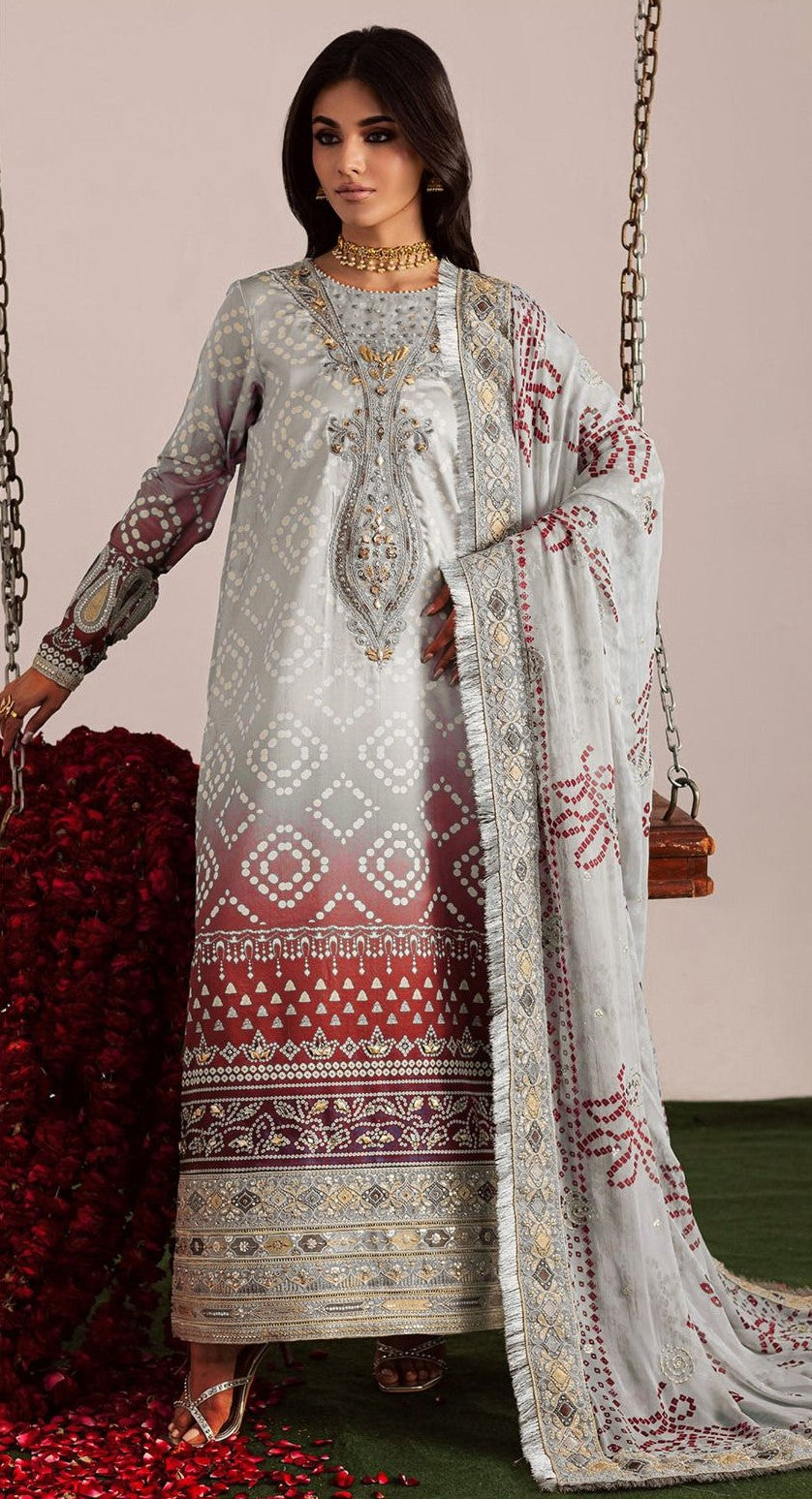 3 Piece Stitched Lawn Suit - Ready To Wear