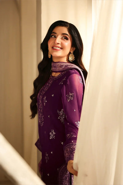 3 Piece Stitched Embroidered Chiffon Suit - Ready To Wear
