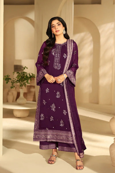 3 Piece Stitched Embroidered Chiffon Suit - Ready To Wear