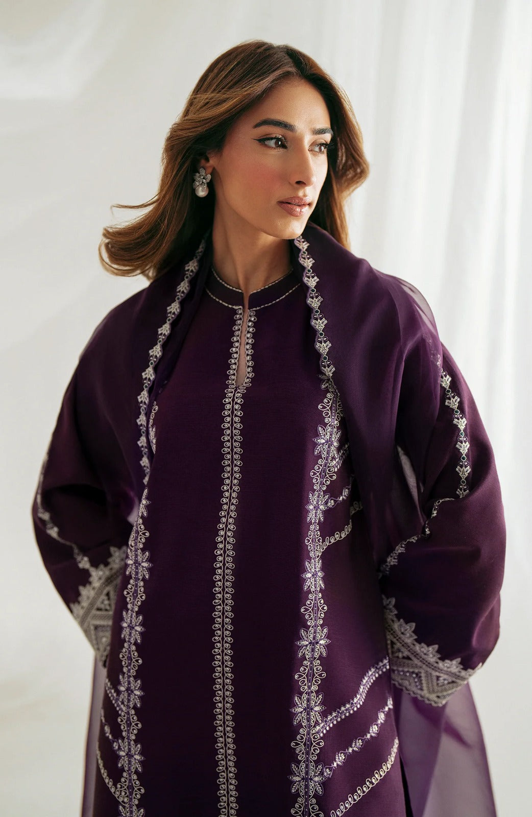 3 Piece Stitched Chiffon Suit - Ready To Wear