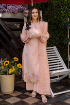 3 Piece Stitched Embroidered Lawn Suit - Ready To Wear