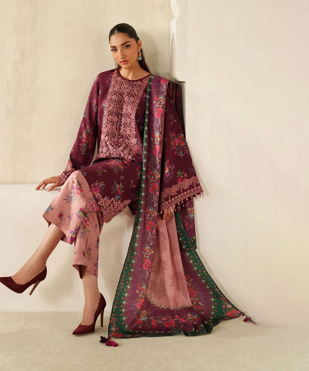 3 Piece Stitched Lawn Suit - Ready To Wear