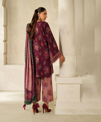 3 Piece Stitched Lawn Suit - Ready To Wear