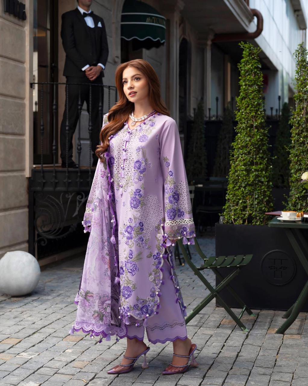 3 Piece Stitched Embroidered Lawn Suit - Ready To Wear