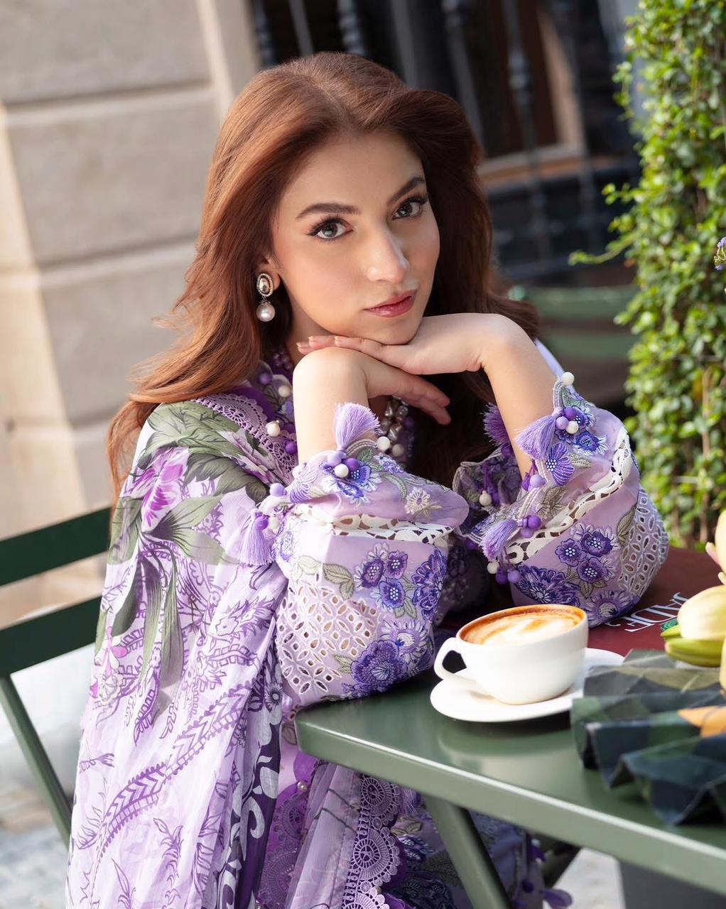 3 Piece Stitched Embroidered Lawn Suit - Ready To Wear