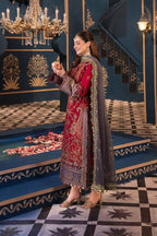 03-Piece Heavy Embroidered Pure Semi Chiffon Suit - Ready To Wear