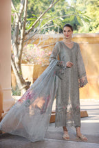 03-Piece Heavy Embroidered Lawn With Organza Embellishments - Ready To Wear