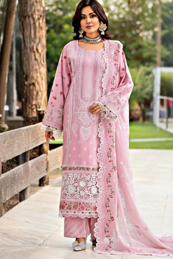 03-Piece Chikankari Suit With Embroidery - Ready To Wear