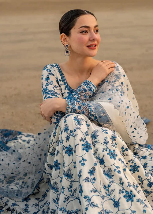 blue lawn dress Riviera- Blue Luxury Lawn Suit By- Hussain Rehar – Pakistani Moda