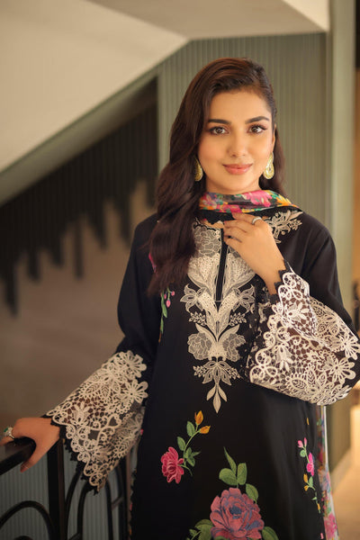 3 Piece Stitched Lawn Suit - Ready To Wear