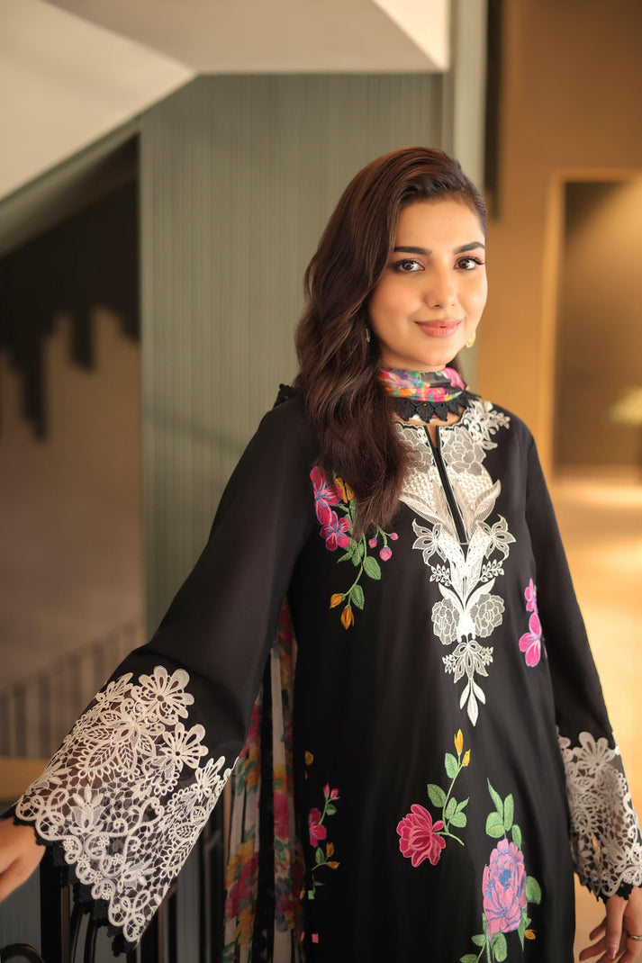 3 Piece Stitched Lawn Suit - Ready To Wear