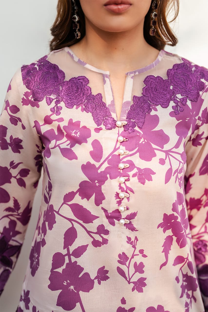 3 Piece Stitched Printed Lawn Suit - Ready To Wear