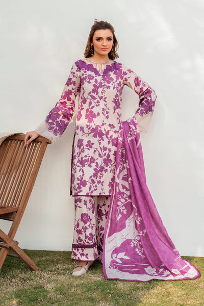 3 Piece Stitched Printed Lawn Suit - Ready To Wear
