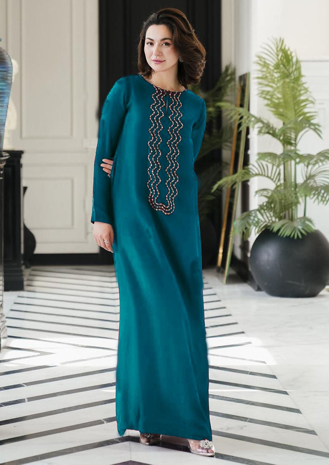 3 Piece Stitched Silk Suit - Ready To Wear