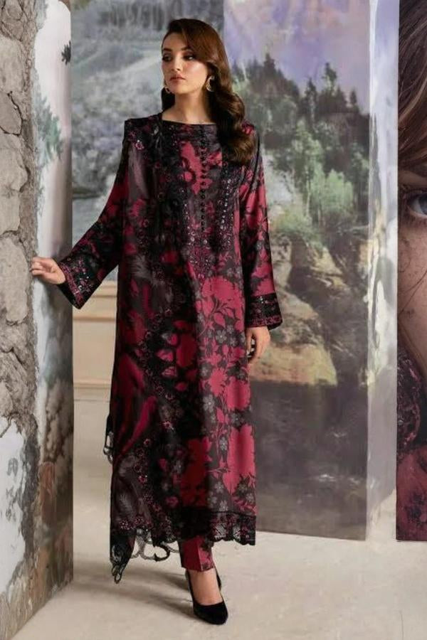 3 Piece Stitched Embroidery Lawn Suit - Ready To Wear