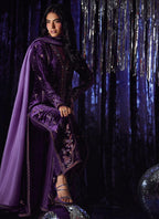 3 Piece Stitched Velvet Suit - Ready To Wear